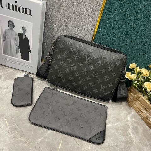 Túi ví đeo chéo Louis Vuitton LV Trio Combo 3 trong 1 Đen vân hoa Monogram new 2024 Like Auth on web fullbox bill thẻ