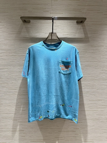 Áo phông T shirt Gallery Dept Xanh Dương túi ngực chữ cam Like Auth on web