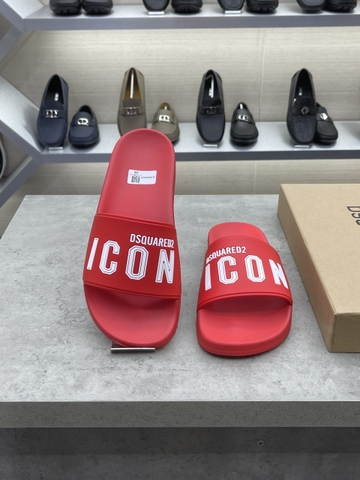 Dép lê quai ngang Dsquared2 icon Đỏ logo cao su Trắng nổi Like Auth on web fullbox bill thẻ