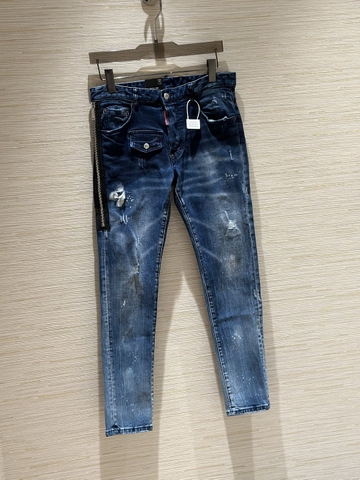 Quần Jean Dsquared2 Xanh rách xước phối khóa ZIP đùi kèm túi nhỏ Like Auth 1-1 on web