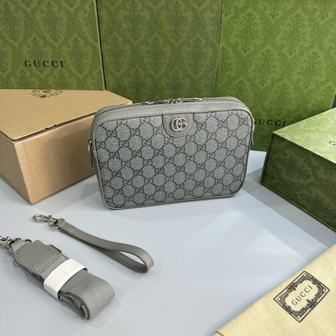 Túi đeo chéo Clutch Gucci Ophidia Shoulder Bag Grey Xám họa tiết monogram Like Auth on web fullbox bill thẻ