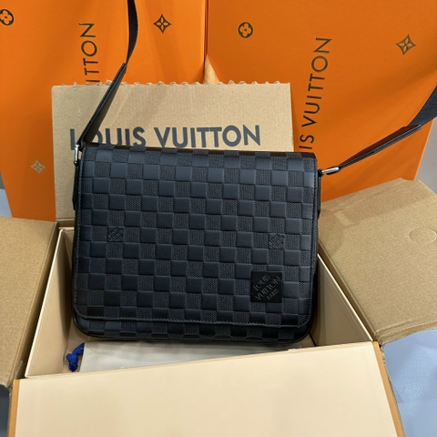 Túi cặp đeo chéo Louis Vuitton nắp gập LV Bag Messenger Damier Caro vân nổi size 22x25.5x7cm Like Auth on web fullbox bill thẻ