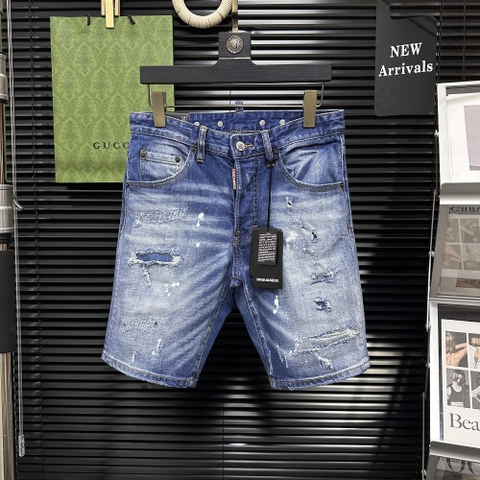 Quần short ngố đùi Jean Dsquared2 Xanh rách xước wash vẩy sơn Trắng khuy cạp sau Like Auth 1-1 on web