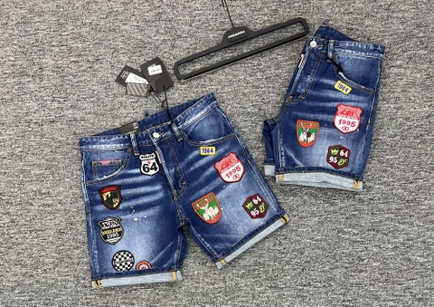 Quần short ngố đùi Jean Dsquared2 Xanh bạc thêu tag huy hiệu Like Auth 1-1 on web