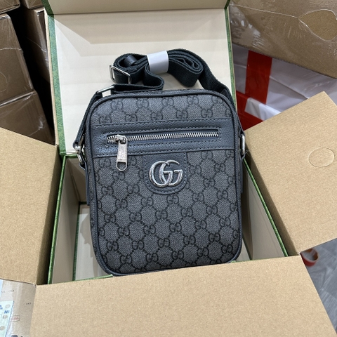 Túi đeo chéo Gucci GG Ophidia mini Bag Grey Xám họa tiết monogram tag bạc 21x17x6cm Like Auth on web fullbox bill thẻ