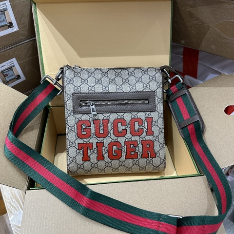 Túi cặp đứng Gucci đeo chéo Messenger Bag họa tiết monogram Tiger logo Đỏ 23x21x4.5cm Like Auth on web fullbox bill thẻ