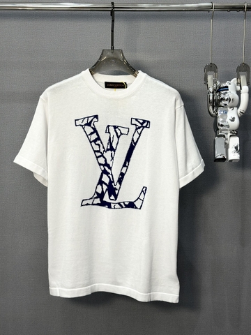 Áo phông T-shirt Louis Vuitton Trắng logo LV chữ Xanh Like Auth on web