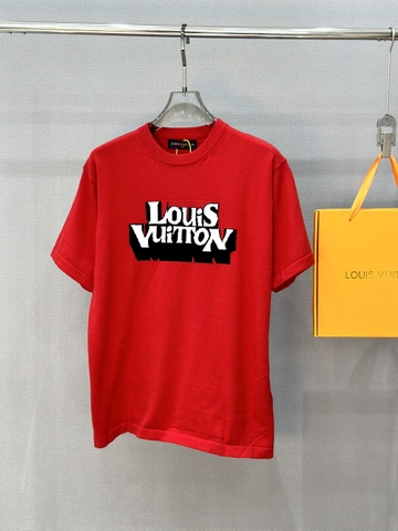 Áo phông T-shirt Len Louis Vuitton Đỏ logo Trắng ngực lưng thêu Chim Én Like Auth on web