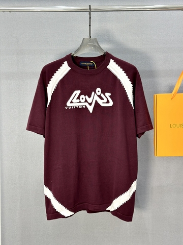 Áo phông T-shirt Len Louis Vuitton Đỏ mận vạt Trắng Like Auth on web