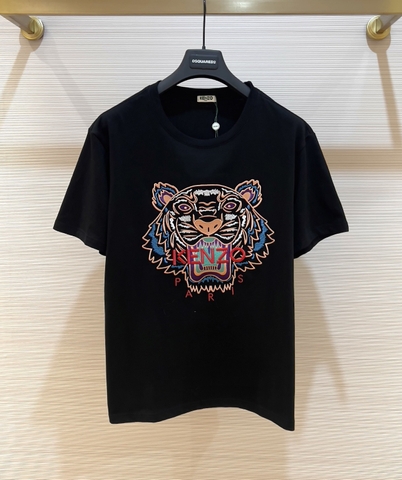 Áo phông T-shirt Kenzo Đen thêu mặt hổ nhiều màu Like Auth on web