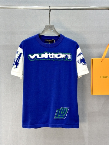 Áo phông T-shirt Len Louis Vuitton Xanh phối tay Trắng logo thêu 1854 Like Auth on web