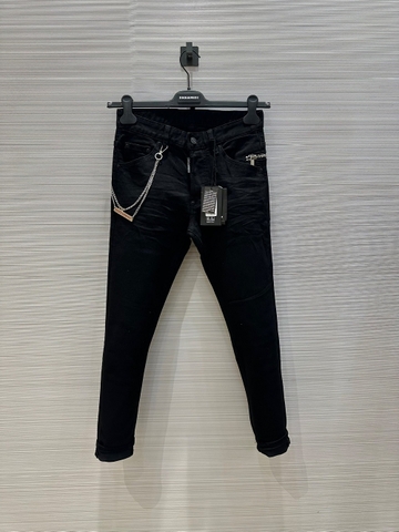 Quần Jean bò Dsquared2 Đen 4 khuy mix khóa ZIP phối dây xích Like Auth 1-1 on web