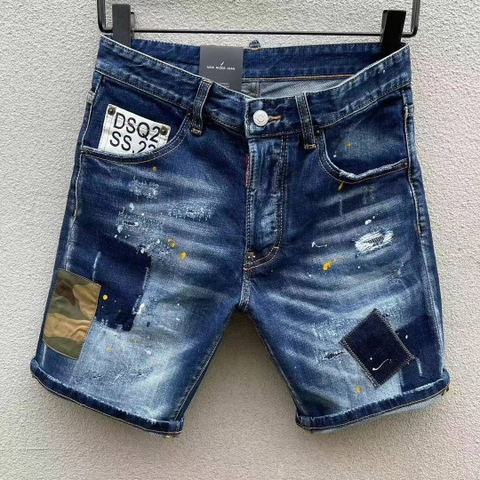 Quần short jean bò ngố đùi Dsquared2 Xanh rách xước vá wash vẩy sơn tag vải Like Auth 1-1 on web