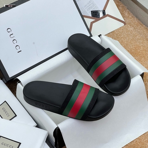 Dép lê quai ngang Gucci slide kẻ sọc màu đế bằng Like Auth on web fullbox bill thẻ