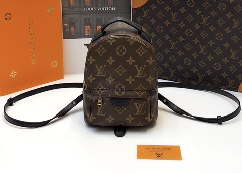 Balo thời trang mini Louis Vuitton nâu họa tiết monogram khóa Vàng size 17cm Like Auth on web