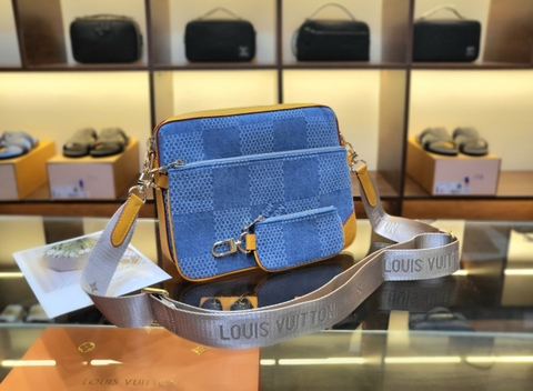 Túi đeo chéo 3in1 Louis Vuitton họa tiết caro viền vàng size 26x19x4cm Like Auth on web fullbox bill thẻ