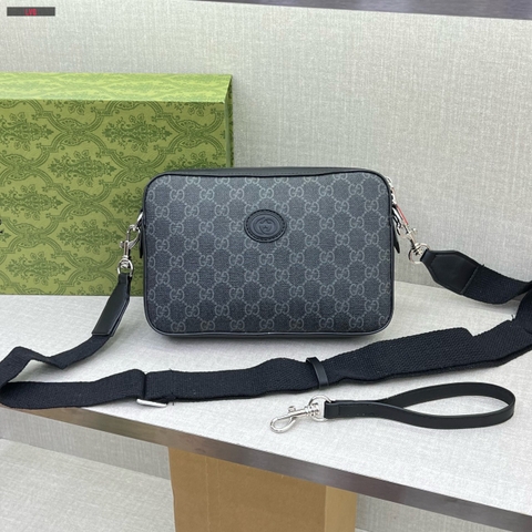 Túi đeo chéo Clutch cầm tay Gucci Ophidia Đen họa tiết monogram tag Da Like Auth on web fullbox bill thẻ