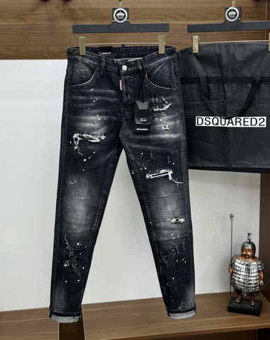 Quần Jean bò Dsquared2 rách xước đùi loang sơn khuy cài Like Auth 1-1 on web