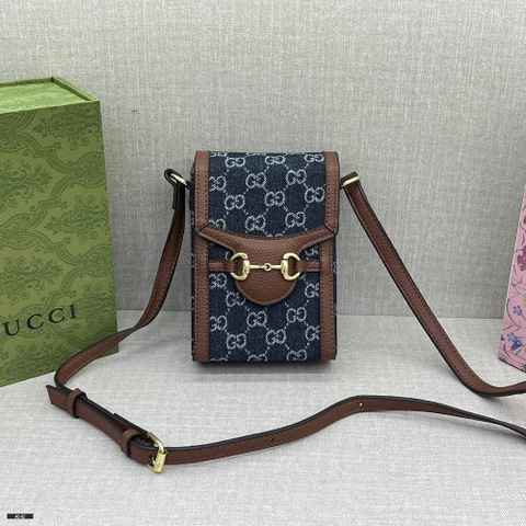 Túi đeo chéo Gucci mini Phone Bag Xanh Than monogram size 18x10cm Like Auth on web fullbox bill thẻ