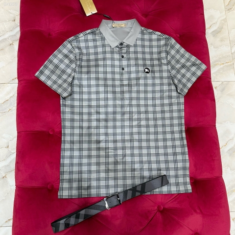 Áo polo Burberry kẻ sọc nhỏ full logo ngựa ngực Like Auth 1-1 on web