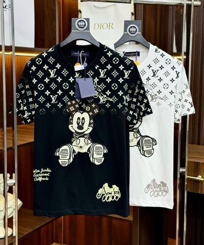 Áo phông T shirt Louis Vuitton chuột mickey họa tiết monogram vai Like Auth on web