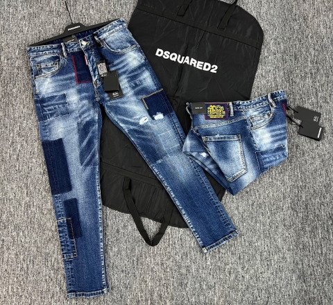 Quần Jean Dsquared2 Xanh rách vài vá wash gối đùi new 2024 Like Auth 1-1 on web