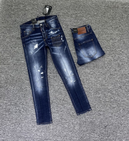 Quần Jean Dsquared2 Xanh bạc rách mài check túi đùi Like Auth 1-1 on web