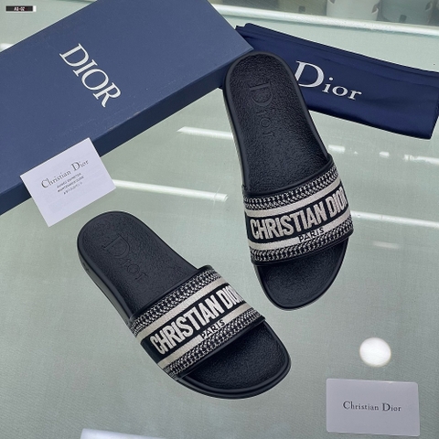 Dép lê quai ngang Dior logo kẻ ngang new 2024 Like Auth on web fullbox bill thẻ
