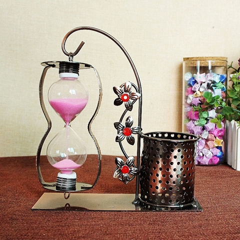 Đồng hồ cát hộp bút kim loại phong cách cổ điển