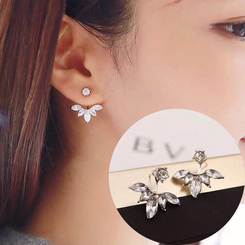 Bông tai nhánh cỏ năm lá Zircon lấp lánh