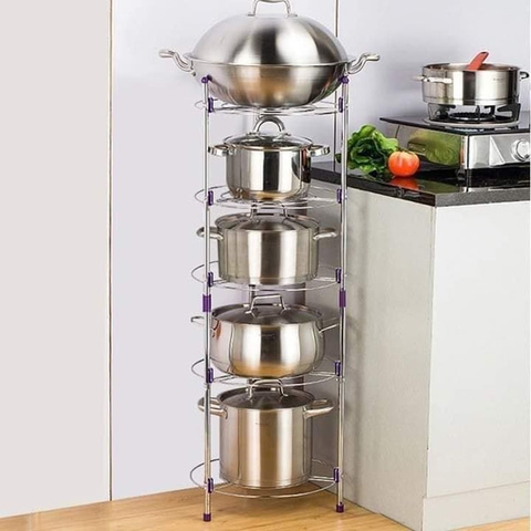 Kệ để xoong nồi, chảo inox 5 tầng
