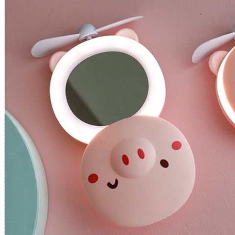 Quạt tích điện mini kèm gương