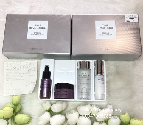 Set Mini Dưỡng Ẩm sáng da Chống Lão Hoá Time Revolution Special Miniature Kit Missha 4sp