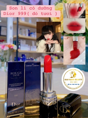 Son Lì có dưỡng Dior 999 Đỏ Tươi 3.5g