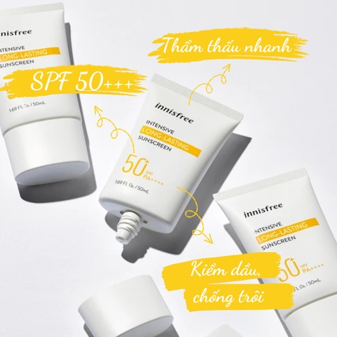 Kem chống nắng không nhờn dính cho da dầu Innisfree Intensive Long Lasting Sunscreen EX SPF50+ PA++++ mẫu mới