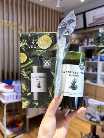 Sữa rửa mặt rau củ Super Vegitoks Cleanser màu xanh sủi bọt thải độc (có hóa đơn VAT)