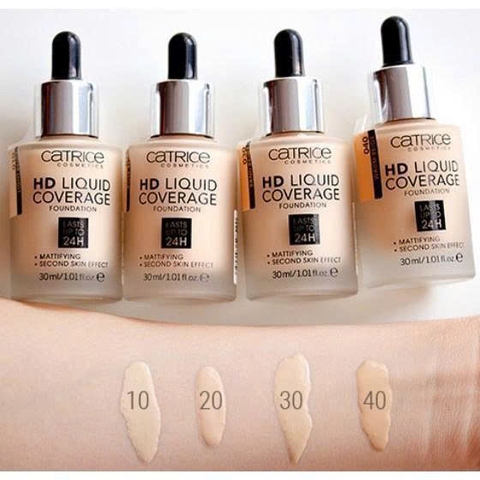 Kem nền mỏng mịn,che phủ cao,lâu trôi Catrice HD Liquid Coverage Foundation 24h