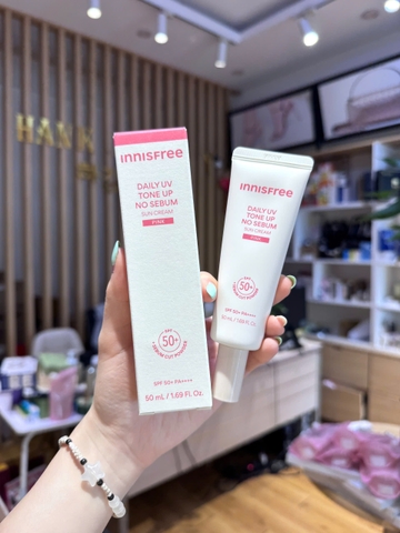 Kem Chống Nắng Nâng Tone Innisfree Daily UV Tone Up No Sebum Sun Cream Pink SPF50+ PA++++ 50ml