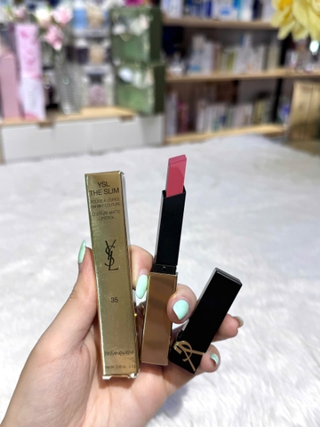 Son Lì Yves Saint Laurent YSL The Slim Couture Matte Lipstick -35 Pink Stiletto( Hồng Đào Baby)