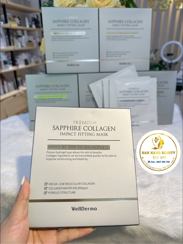 Mặt nạ thạch collagen dưỡng trắng, cải thiện nếp nhăn Wellderma Premium Sapphire Collagen Impact Fitting Mask