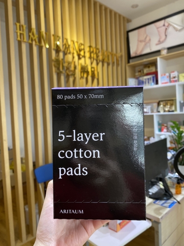 Bông dùng nước hoa hồng, tẩy trang 5 lớp Aritaum 5 - layer Cotton pads (80 pads 50*70mm)