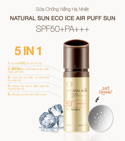 Kem Chống Nắng TheFaceShop Natural Sun Eco Ice Air Puff Sun Spf50+/PA ++++