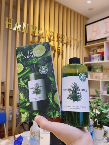 Sữa rửa mặt rau củ Super Vegitoks Cleanser màu xanh sủi bọt thải độc (có hóa đơn VAT)