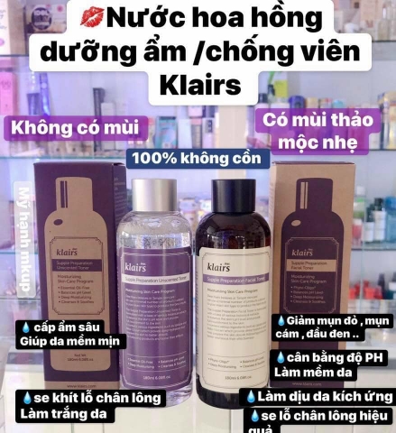 Nước Hoa Hồng Cho Da Mụn Nhạy Cảm Klairs Supple Preparation Unscented Toner 180ml