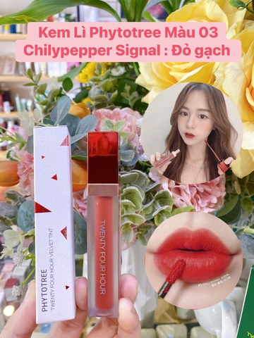 Son Kem Lì có dưỡng 24 Giờ Phytotree Twenty Four Hour Velvet Tint 6g​​​​​​​ Màu 03 Chilypepper Signal ( Đỏ nâu cháy)