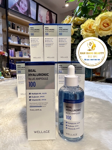 Serum HA tươi + B5 Wellage Rea Hyaluronic Blue Ampoule