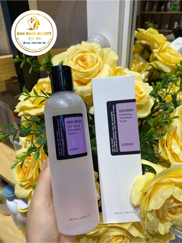 Nước hoa hồng cho da nhạy cảm, mụn ẩn, da không đều màu Cosrx AHA/BHA Clariflying Treatment Toner