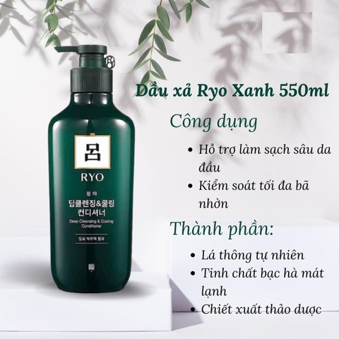 Dầu Gội Sạch Sâu Chăm Sóc Da Đầu Ryo Scalp Deep Cleansing Shampoo 550ml (xanh)