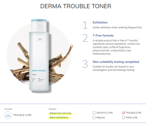 Nước hoa hồng cho da mụn, nhạy cảm IOPE Derma Trouble Toner.