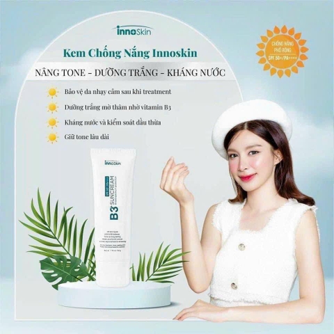 Kem Chống Nắng Phổ Rộng Innoskin B3 Xanh Suncream SPF50+ PA++++ 50ml ( dành cho da khô )